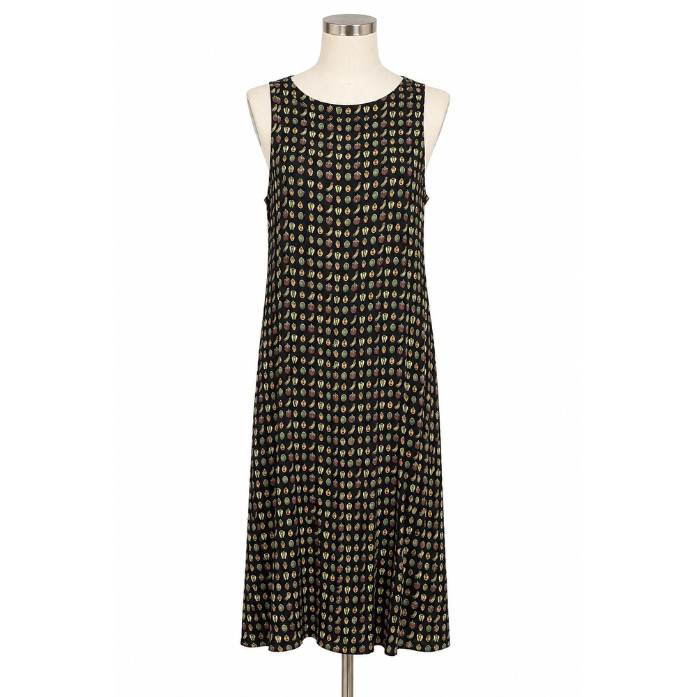 Braemar Petites Jeremy Scott Fruit Vegetable Print Rayon Maxi Dress Black 11/12